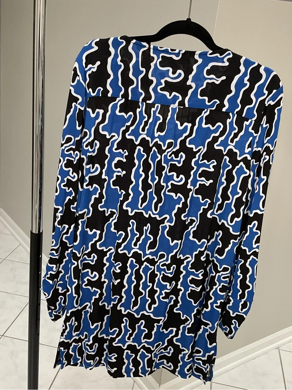 Michael Kors Blue, Black & White Abstract-Print Button-Down Shirt